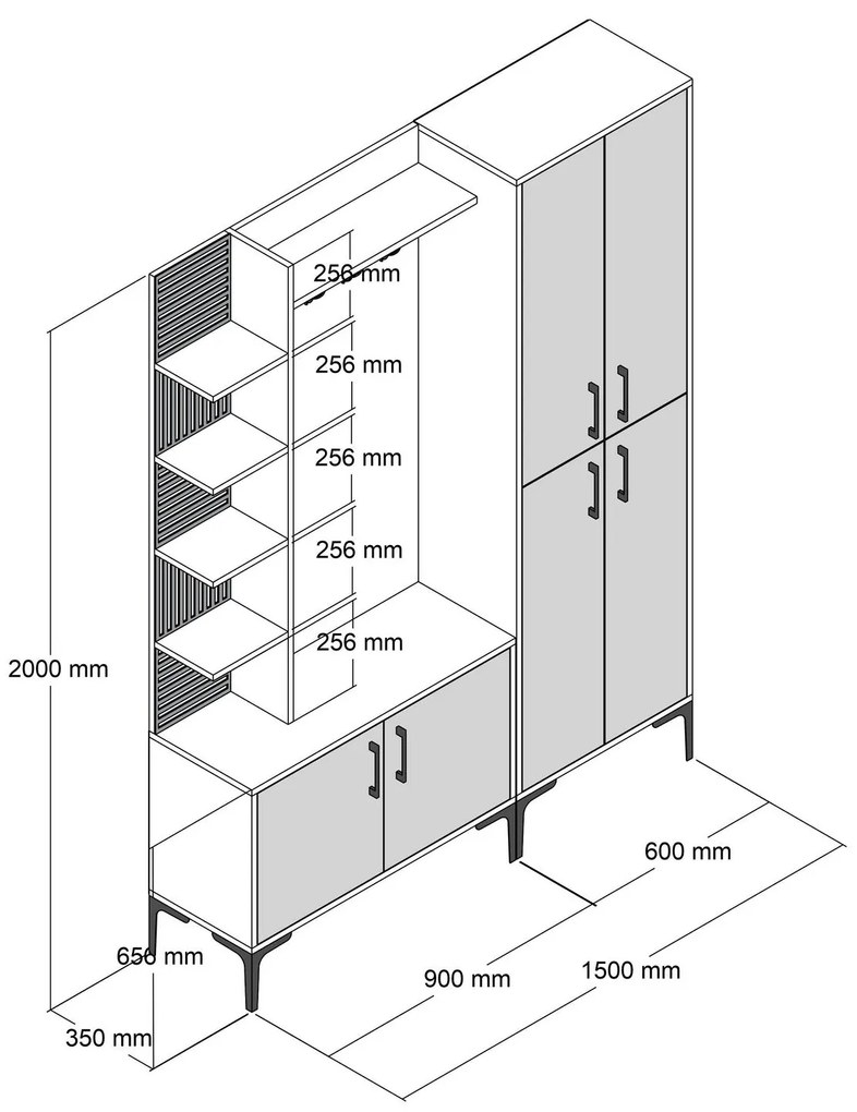 Hall Stand Viyana DA – Nogueira e Branco – 150x200x35 cm