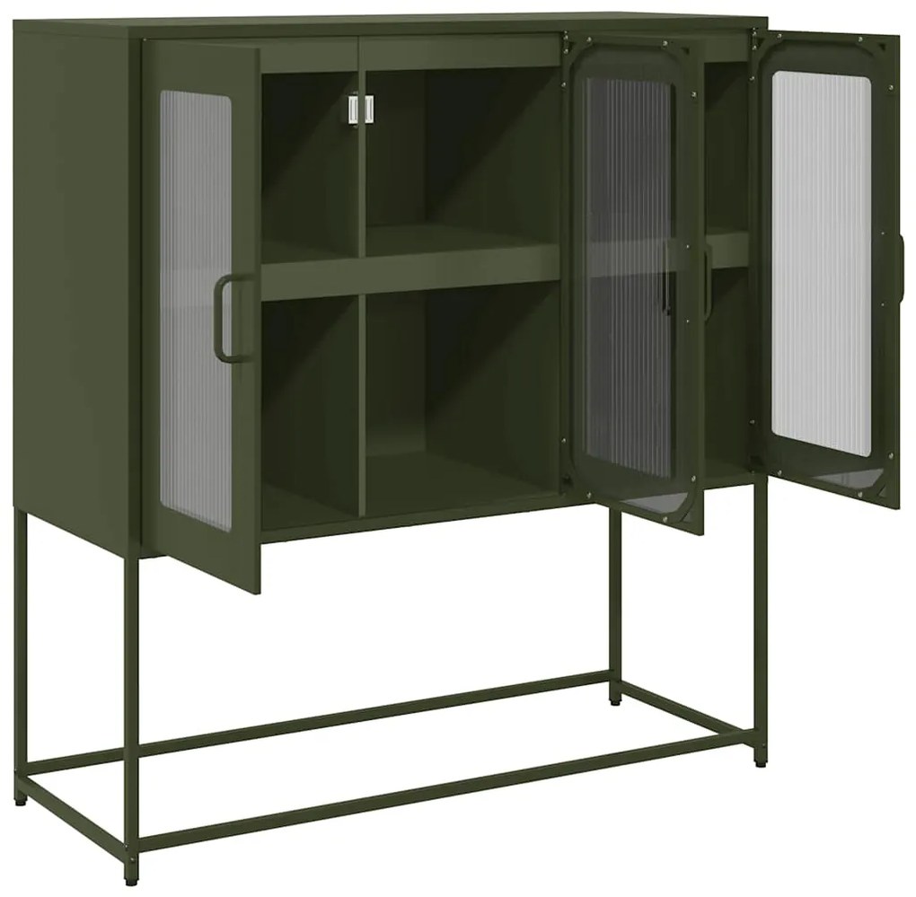 Aparador 100,5x39x107 cm aço laminado a frio verde-azeitona