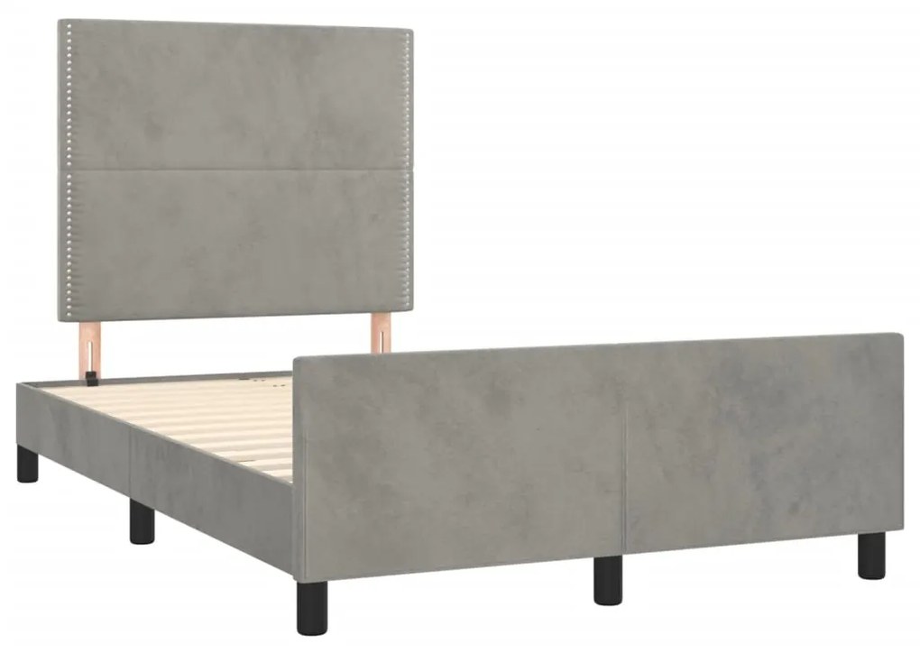 Estrutura de cama sem colchão cinza claro Veludo