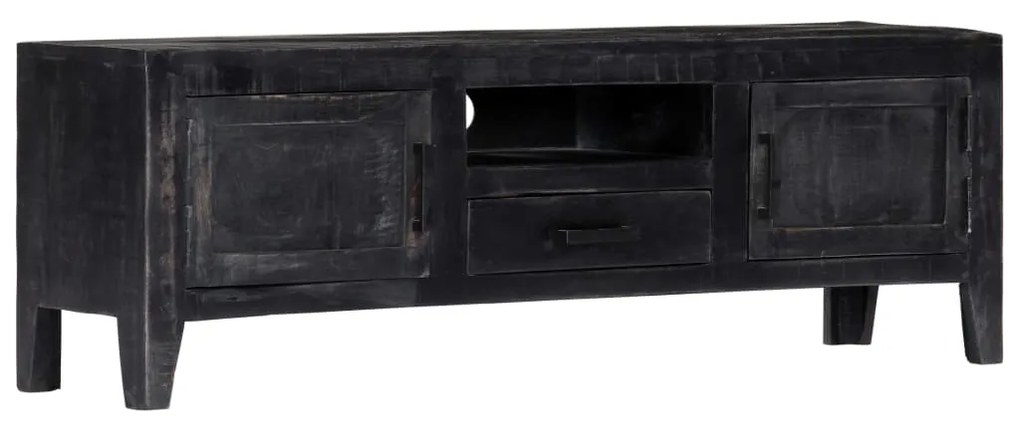 Móvel de TV 118x30x40 cm madeira de mangueira maciça preto