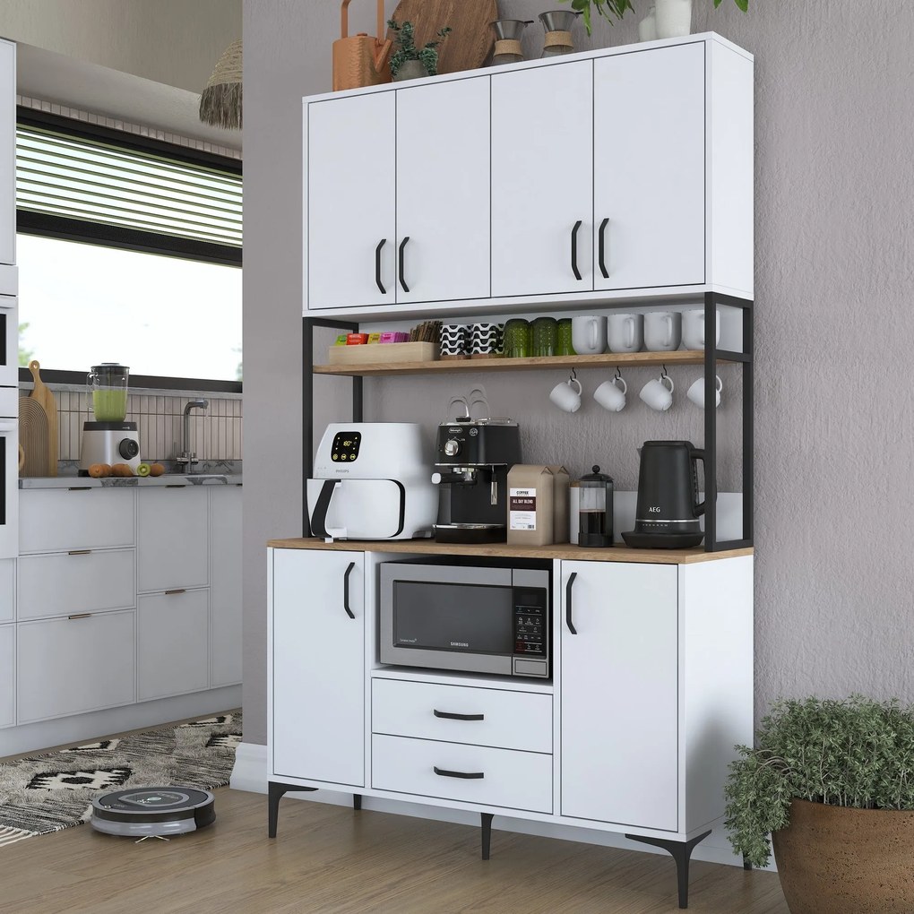 Armário Alto de Cozinha "Stella" - 120 x 198,6 x 40 cm - Nogueira e Br