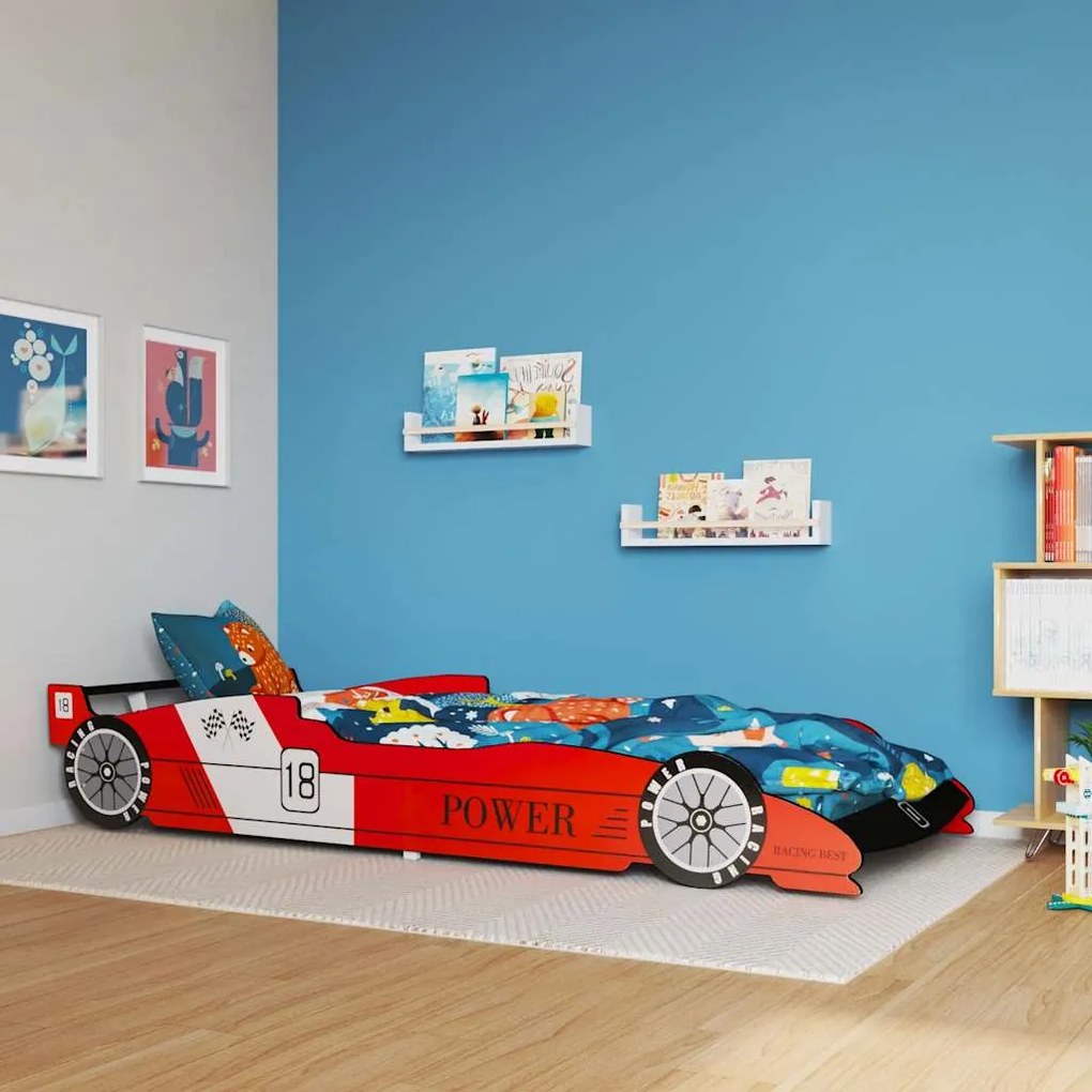 Cama carro de corrida para crianças 90x200 cm vermelho