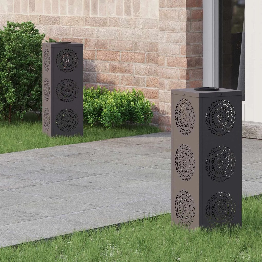 vidaXL Luz Solar LED de Caminho 2 pcs Preto Aço Laminado a Frio