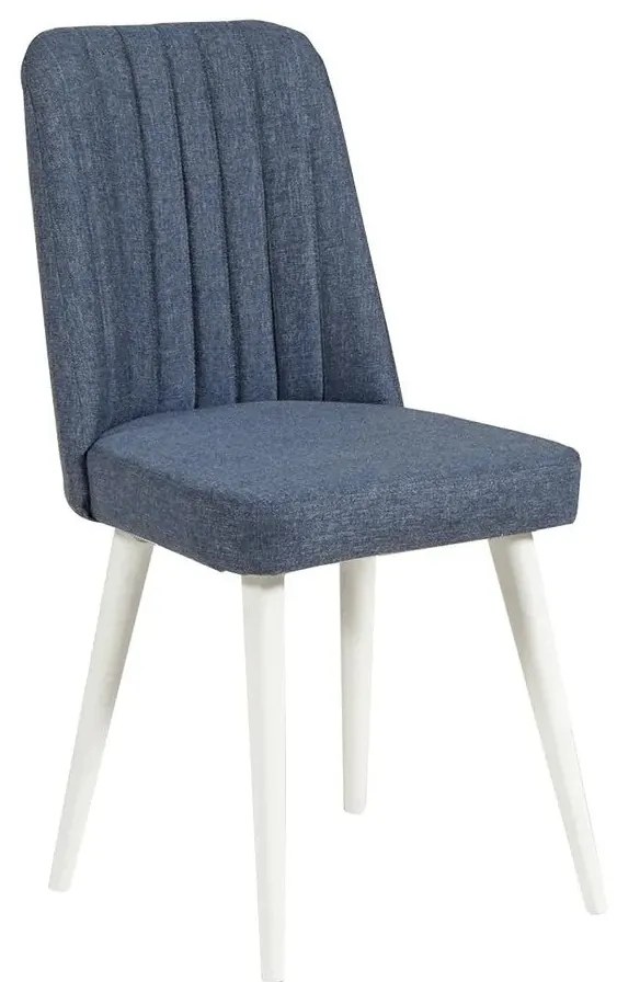 Conjunto de Mesa de Jantar Extensível e Cadeiras Vina – Branco e Azul