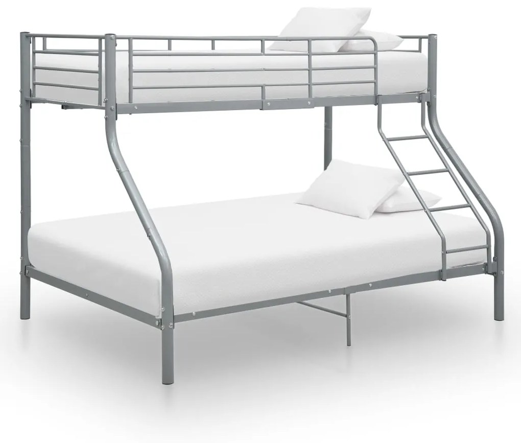 vidaXL Estrutura de beliche 140x200/90x200 cm metal cinzento