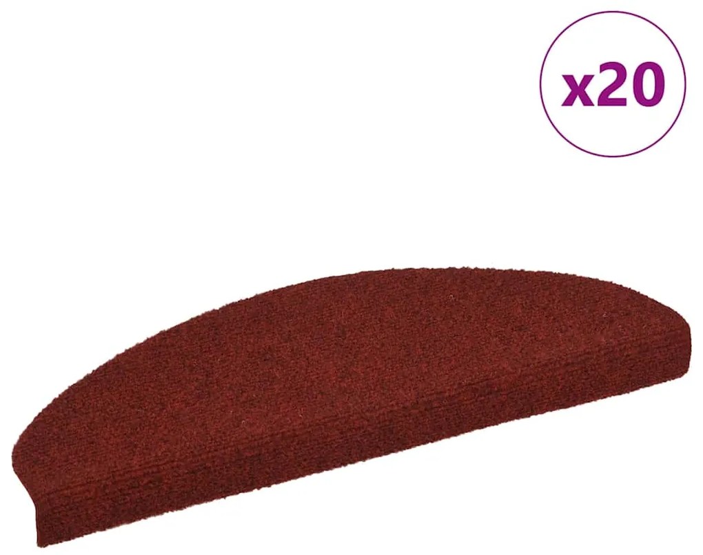 Tapetes de escada autoadesivos 20 pcs 65x21x4 cm vermelho