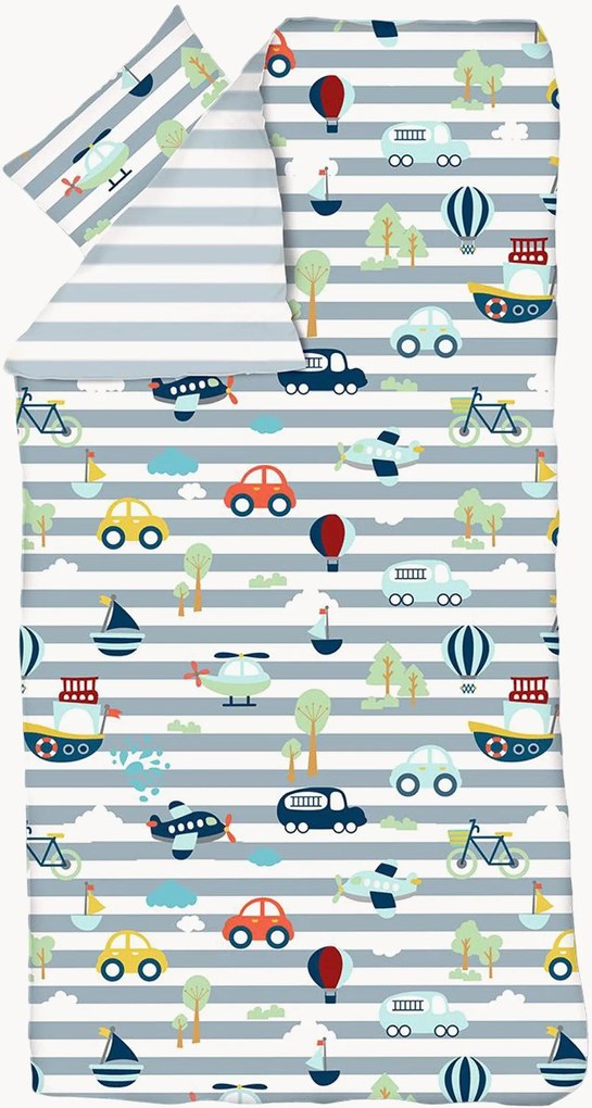 Conjunto de roupa de cama para criança em cetim de algodão Transportation