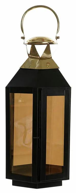 Lantaarn DKD Home Decor Preto Cristal Ferro Dourado (22 x 20 x 46 cm)
