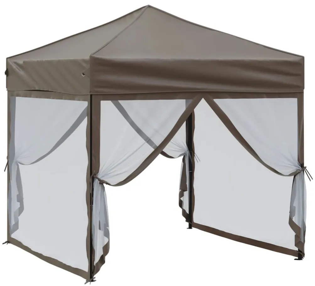 Tenda festas dobrável paredes laterais 2x2 m cinza-acastanhado