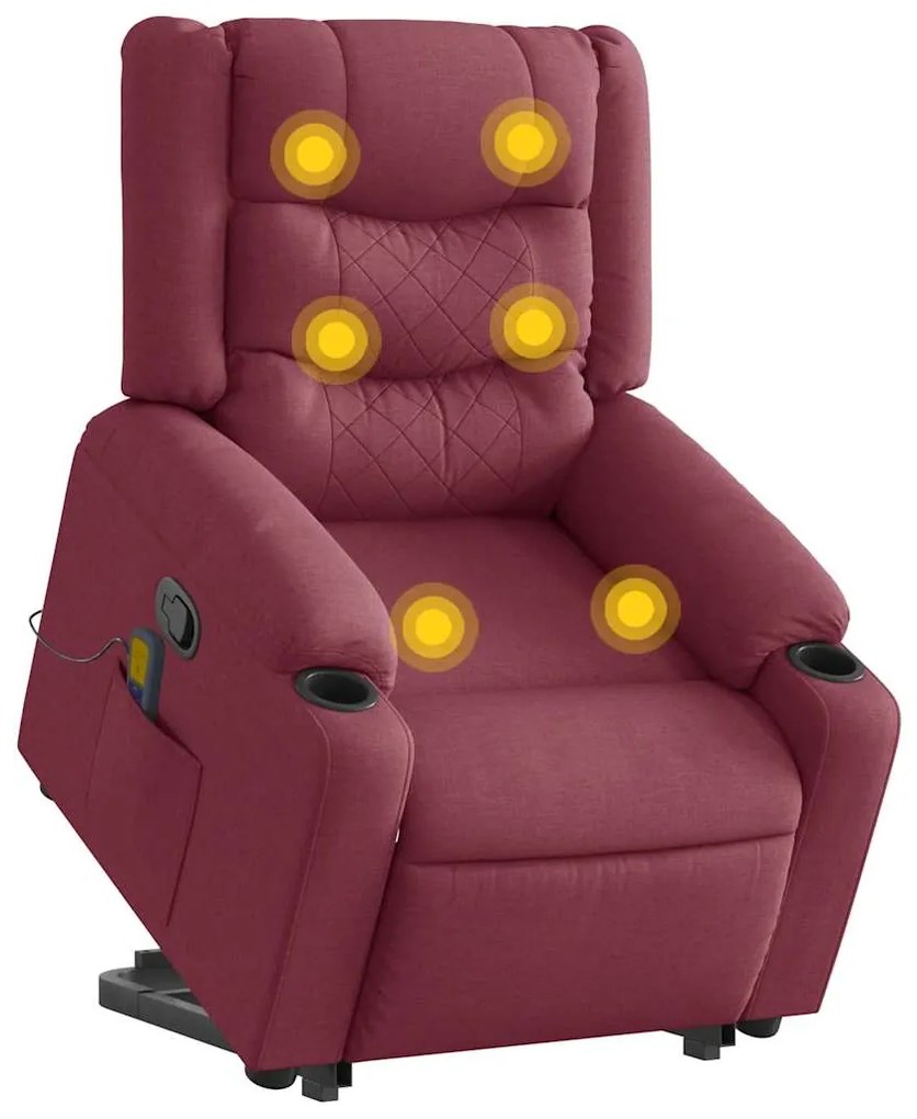 Poltrona de massagens reclin. elevatória tecido vermelho tinto