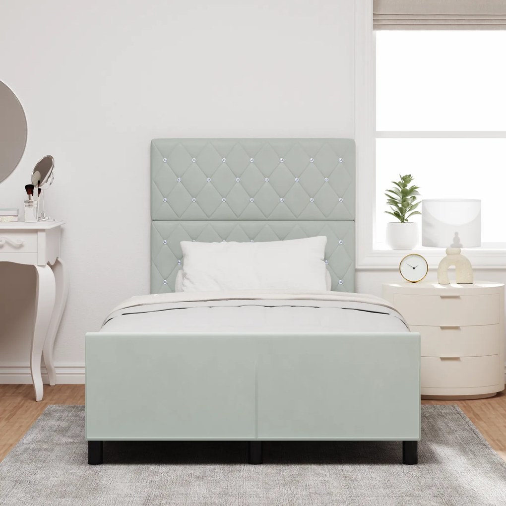 Cama vidaXL Cinza Claro 120x190 cm Veludo