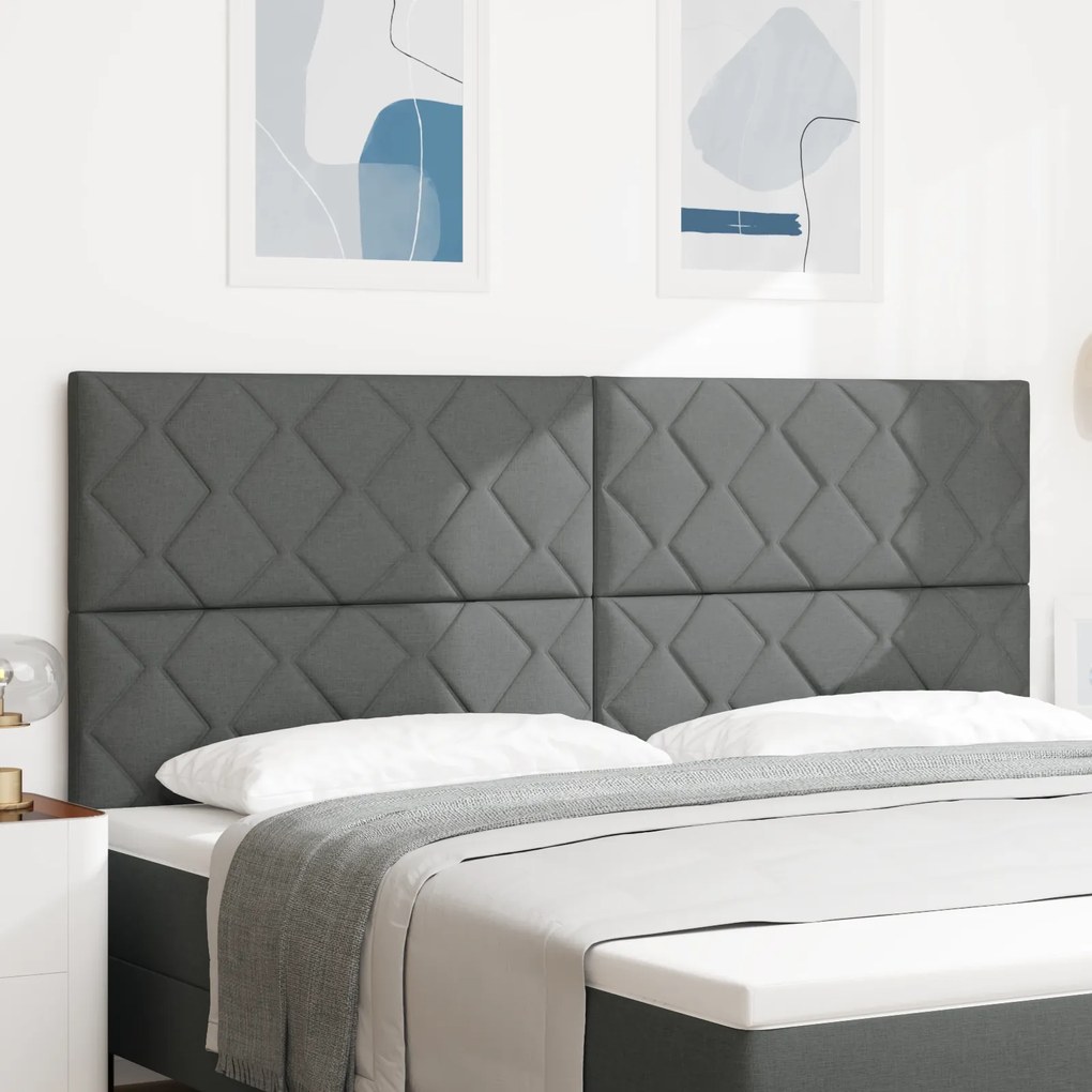 Cabeceira LED vidaXL Design Blocos de Diamante Cinza Escuro 200 cm Tecido