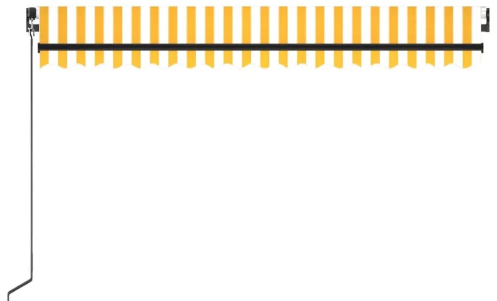 Toldo retrátil manual 450x350 cm amarelo e branco
