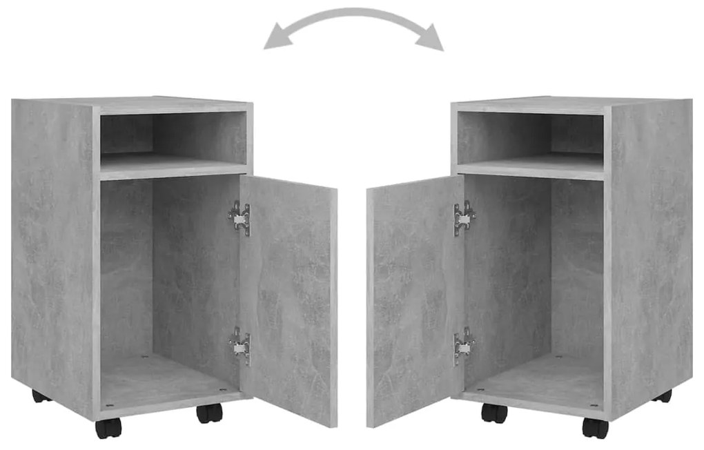 Móvel de apoio com rodas 33x38x60cm contraplacado cinza cimento