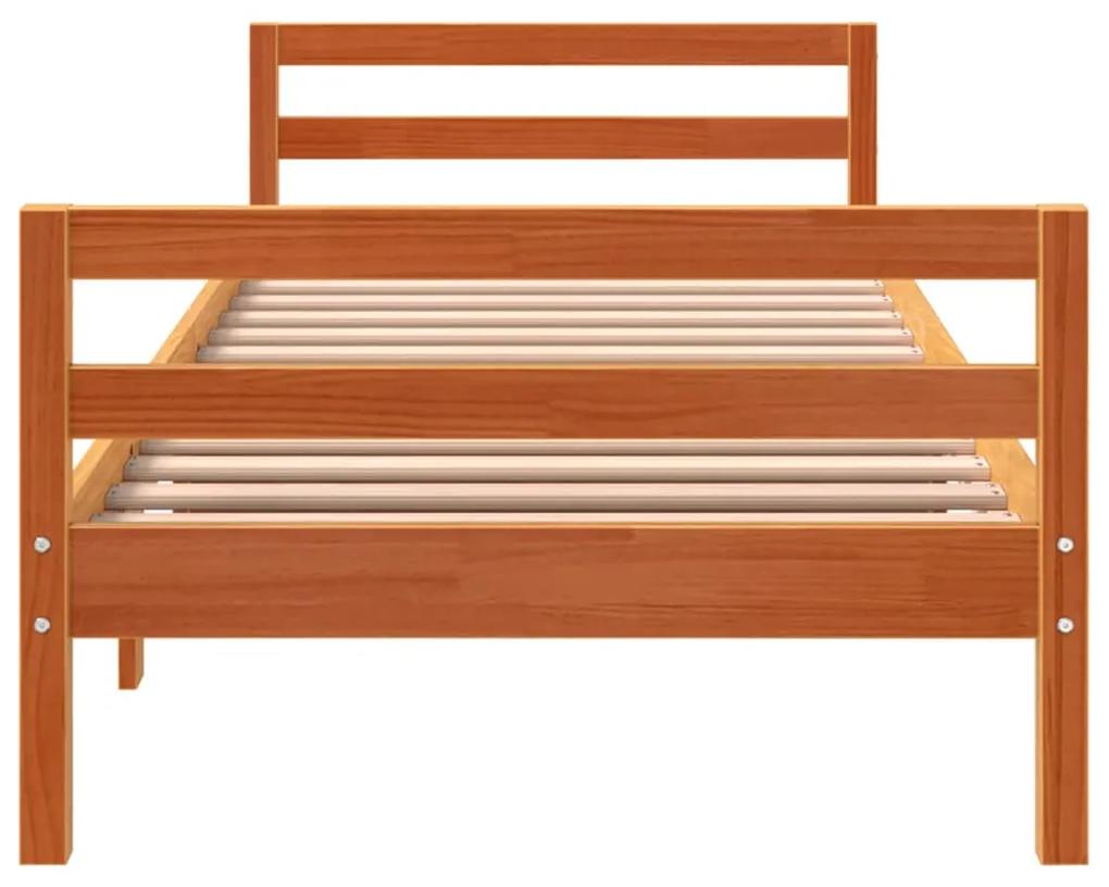 Estrutura de cama 80x200 cm madeira pinho maciço castanho cera