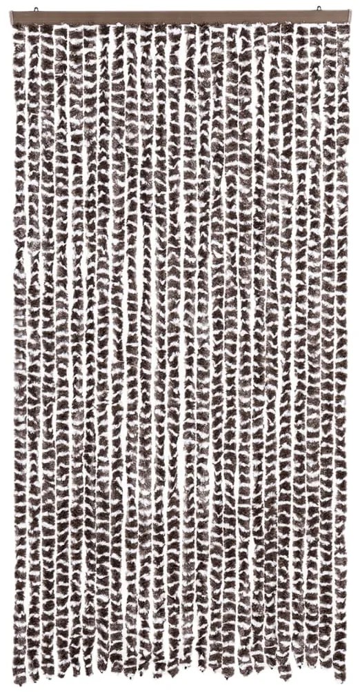 Cortina anti-insetos 100x230 cm chenille castanho e branco