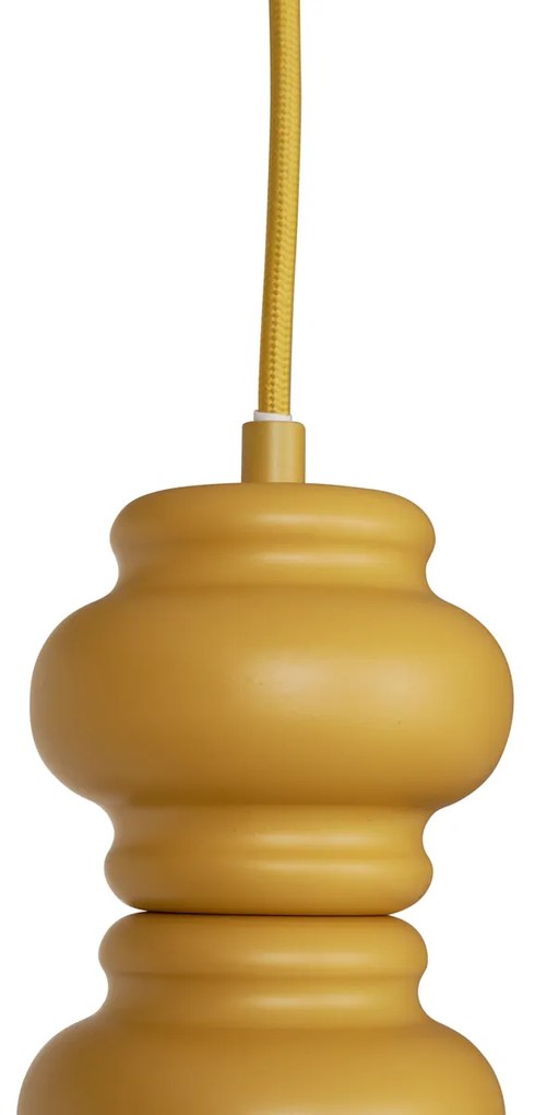 Candeeiro Pendente Retro Mostarda Amarelo com Vidro Fosco 3 Luzes - Fedde Retro