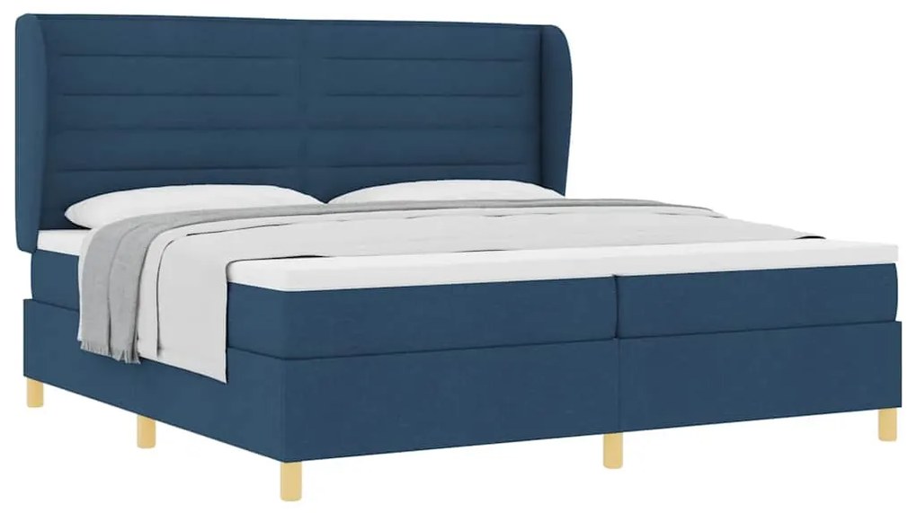 Cama Box Spring vidaXL com Colchão Azul 200x200 cm em Tecido