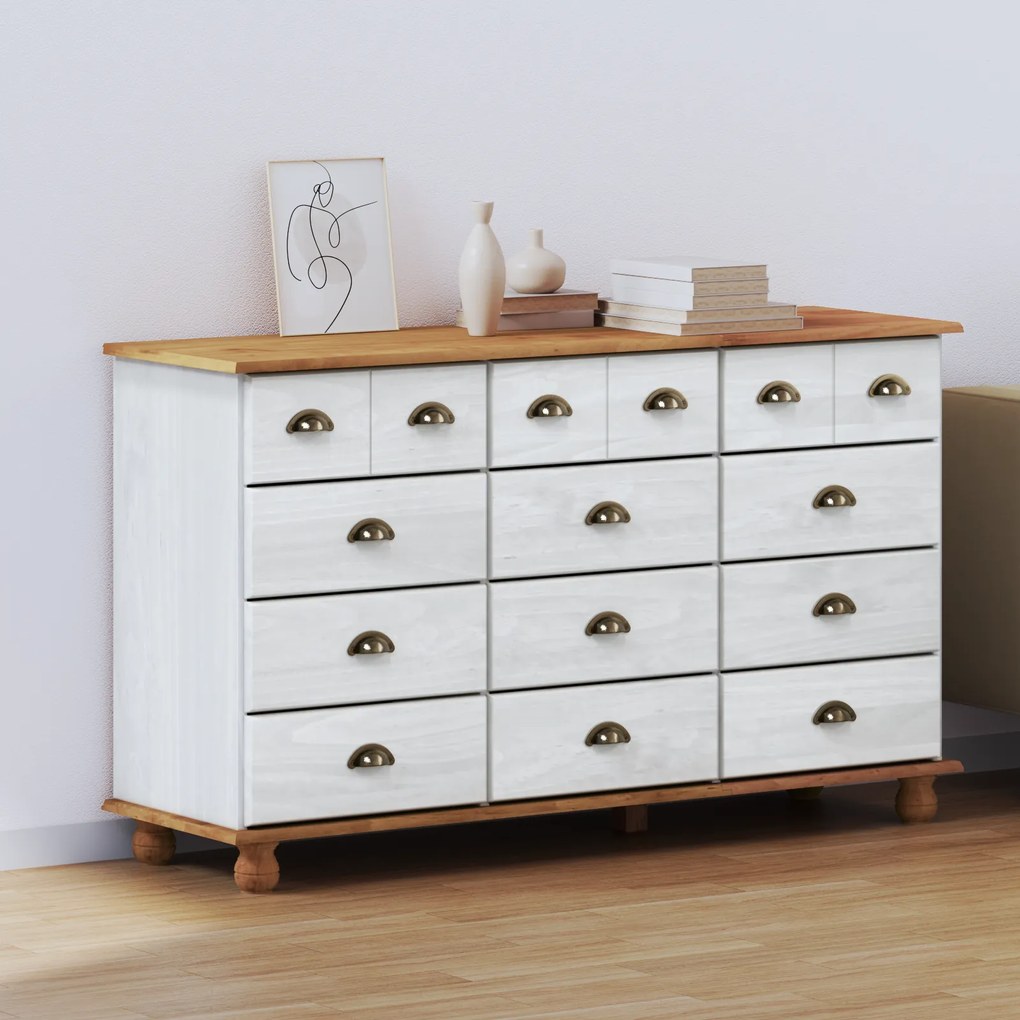 vidaXL Cômoda "ASKIM" Branca 79x40x133.5 cm Madeira Maciça de Pinho