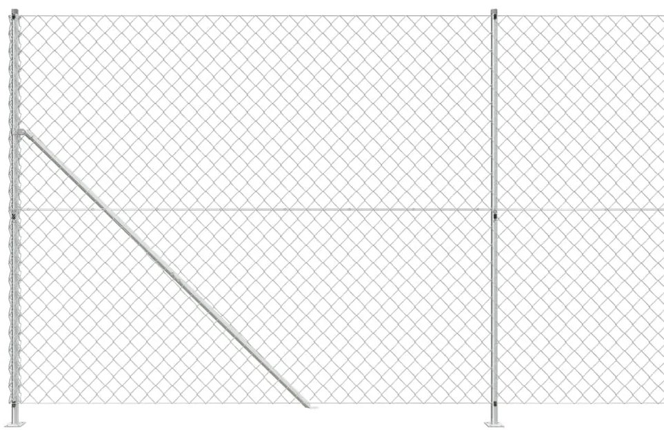 Cerca de arame com flange 1,4x10 m prateado