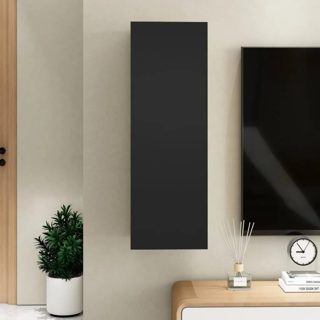 Móvel de TV 30,5x30x90 cm derivados de madeira preto