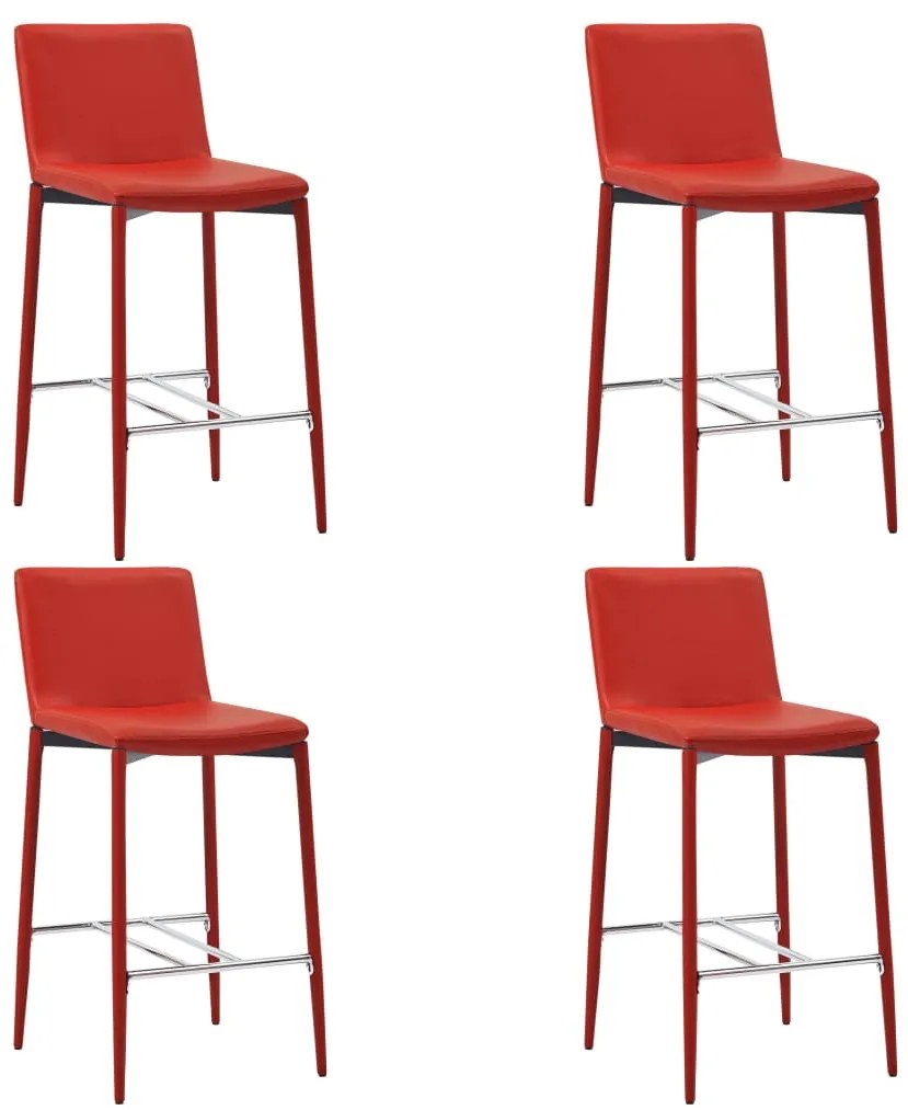 vidaXL Bancos de bar 4 pcs couro artificial vermelho