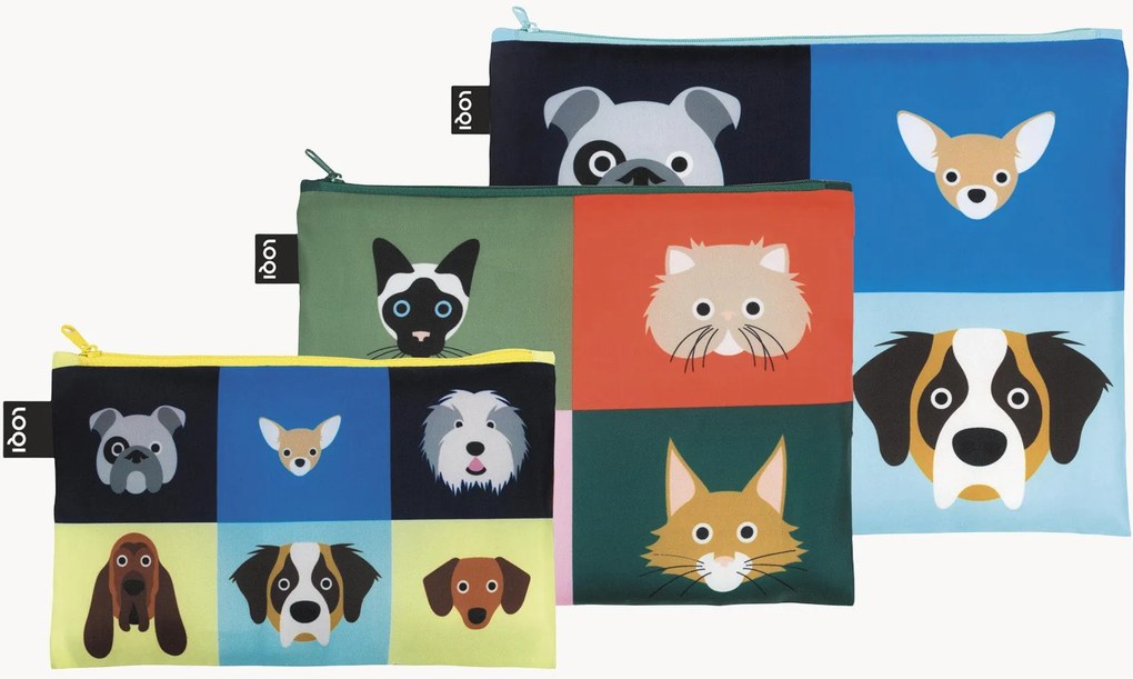 Bolsas de cosméticos Dogs & Cats, conjunto de 3