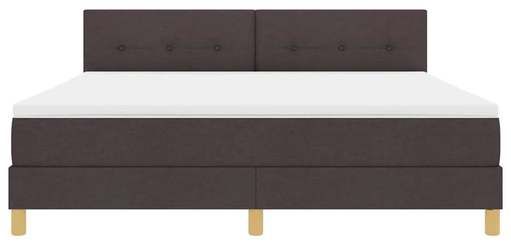 Cama Box Spring com Colchão Castanho Escuro 180x200 cm Tecido