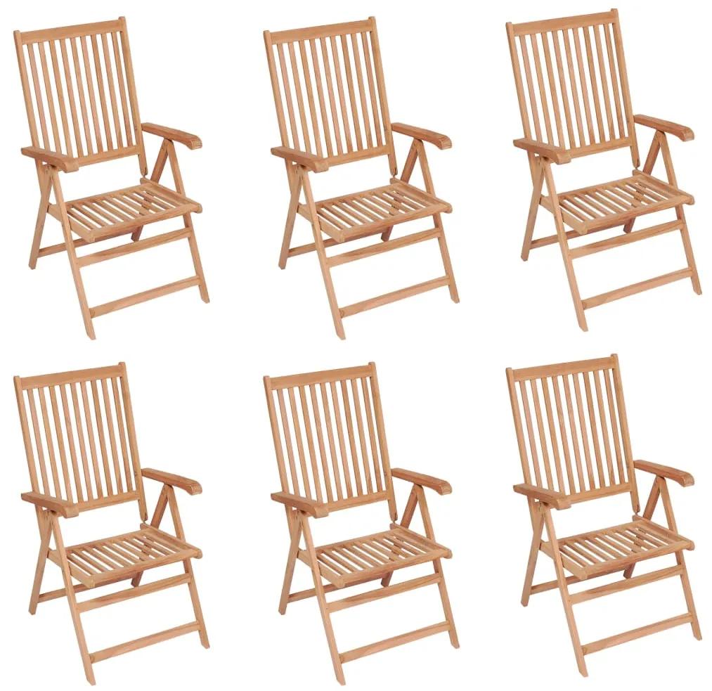 3065526 vidaXL Cadeiras de jardim reclináveis 6 pcs madeira de teca maciça