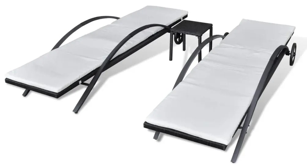 Espreguiçadeiras com mesa vime PE preto
