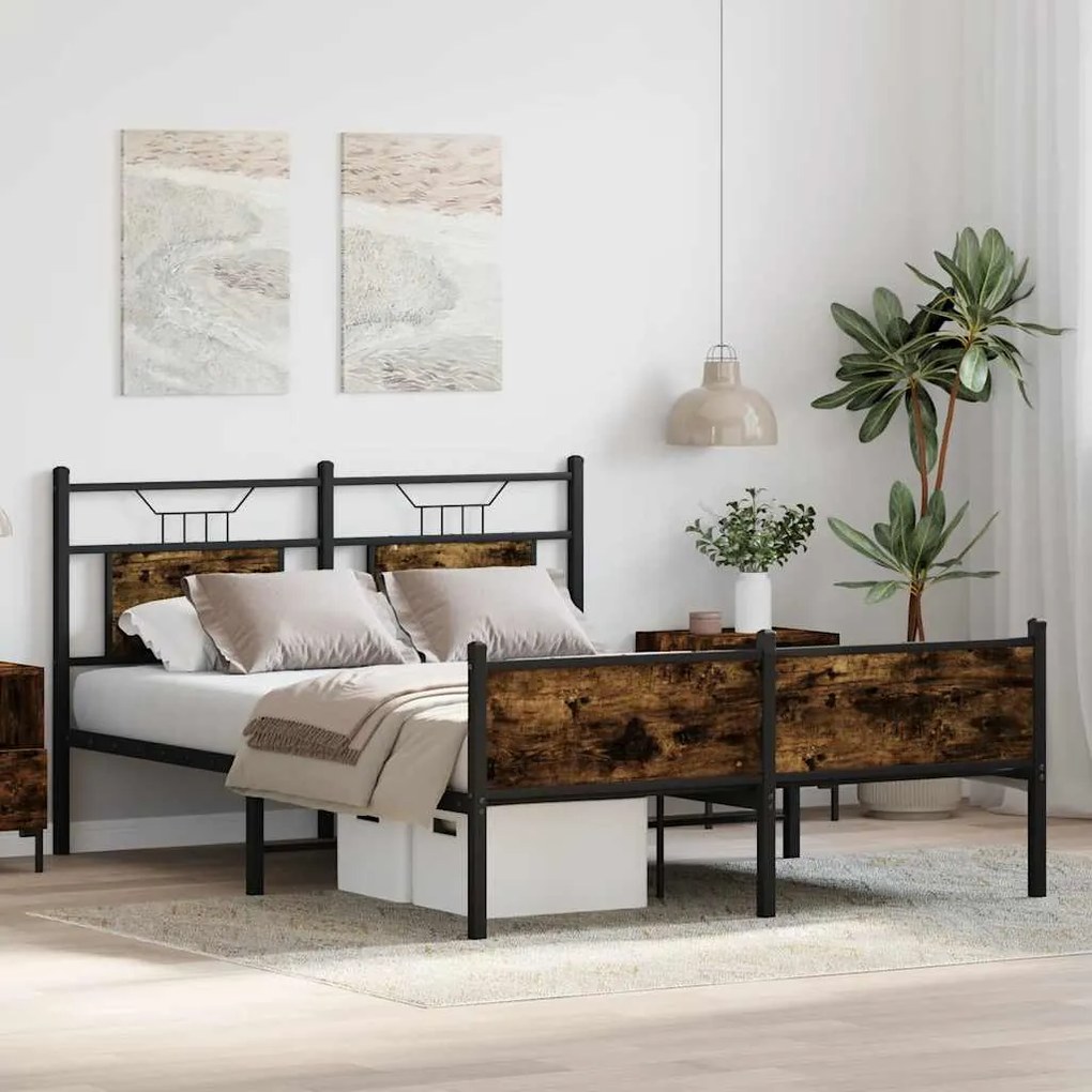 Estrutura cama s/ colchão derivados de madeira carvalho fumado