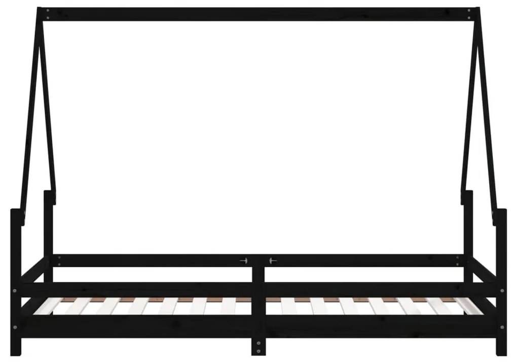 Estrutura de cama infantil 90x190 cm pinho maciço preto