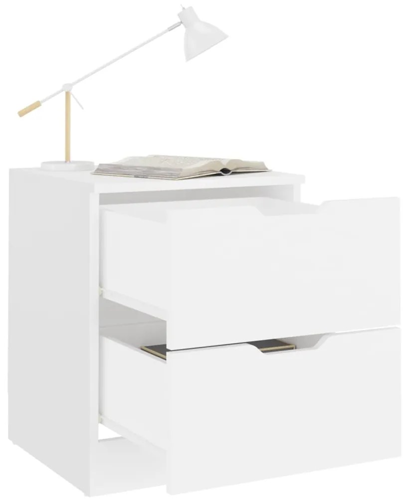 Mesas de cabeceira 2 pcs 40x40x50 cm contraplacado branco