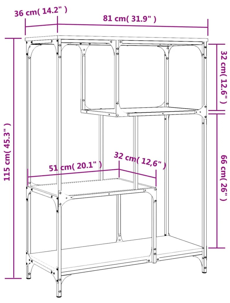 Estante 81x36x115 cm derivados de madeira e aço cinzento sonoma