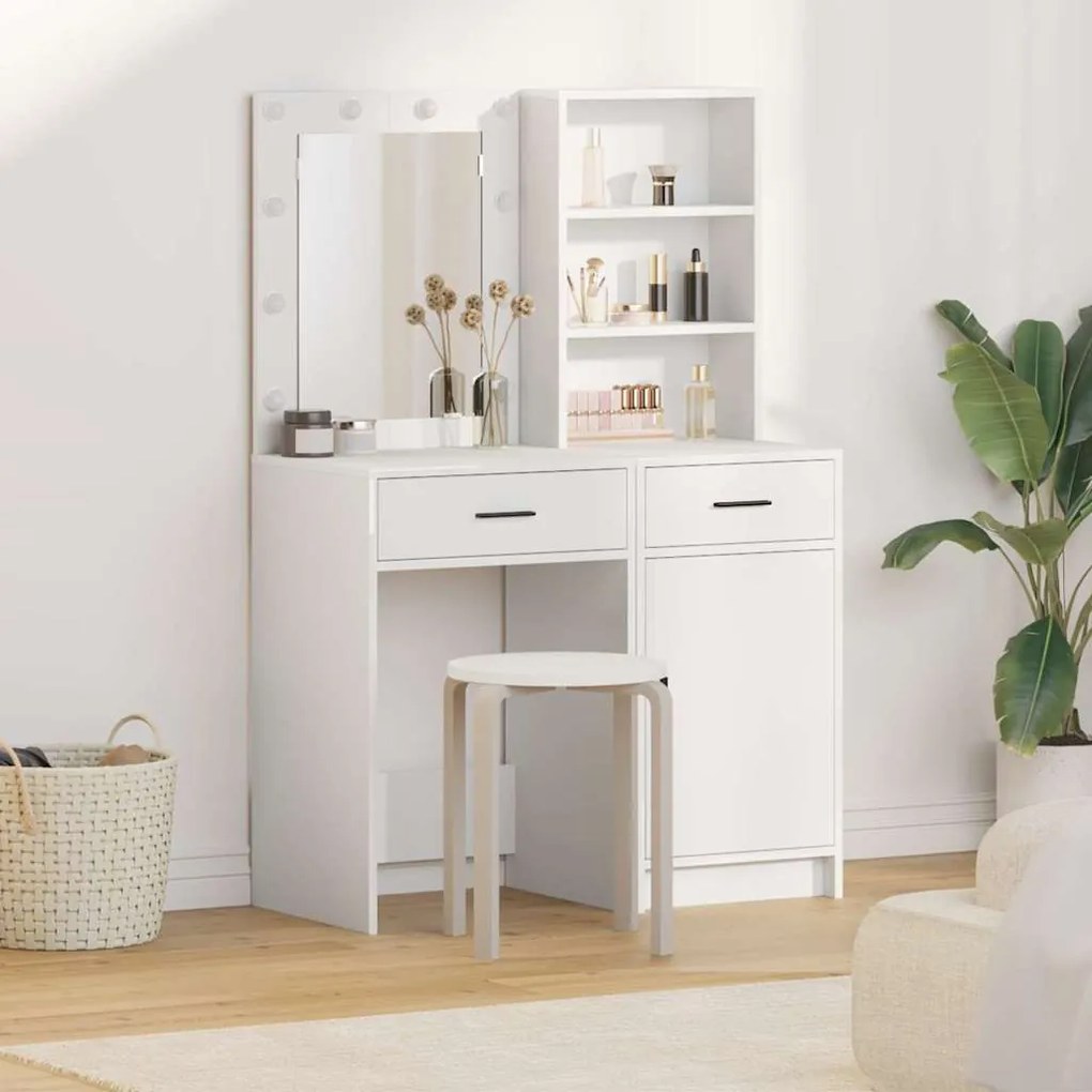 vidaXL Conjunto de Mesa de Vestir 2 pcs Branco 50 x 41 x 135 cm