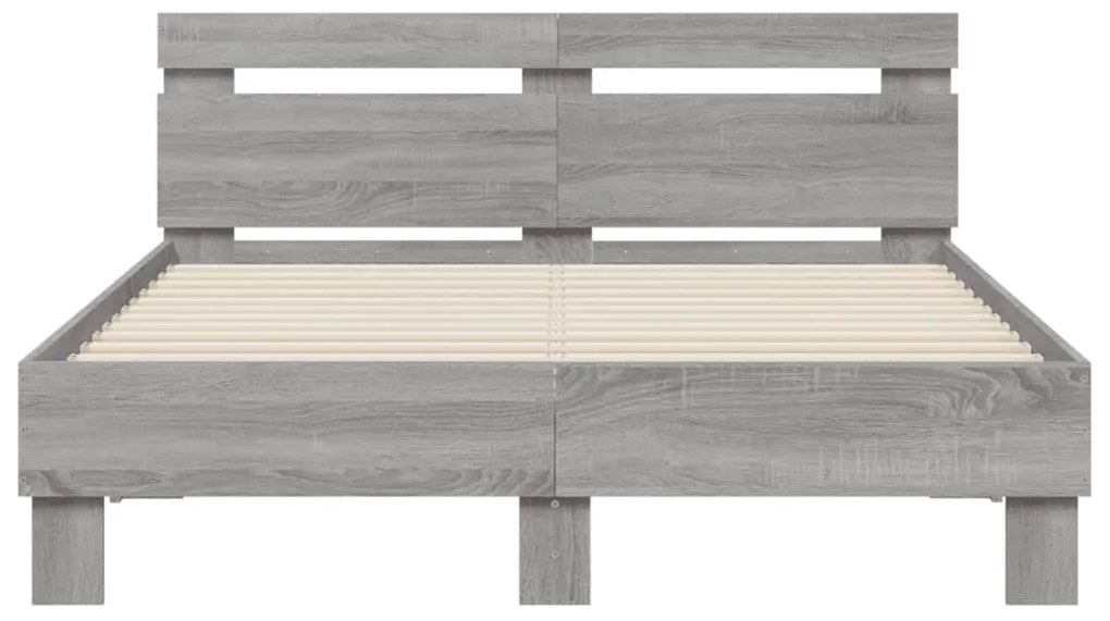 Estrutura cama c/ cabeceira/luzes LED 120x190cm cinzento sonoma