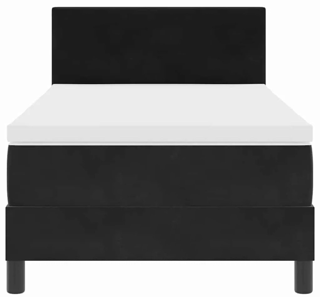 Cama Box Spring vidaXL com Colchão Preto Solteiro Veludo