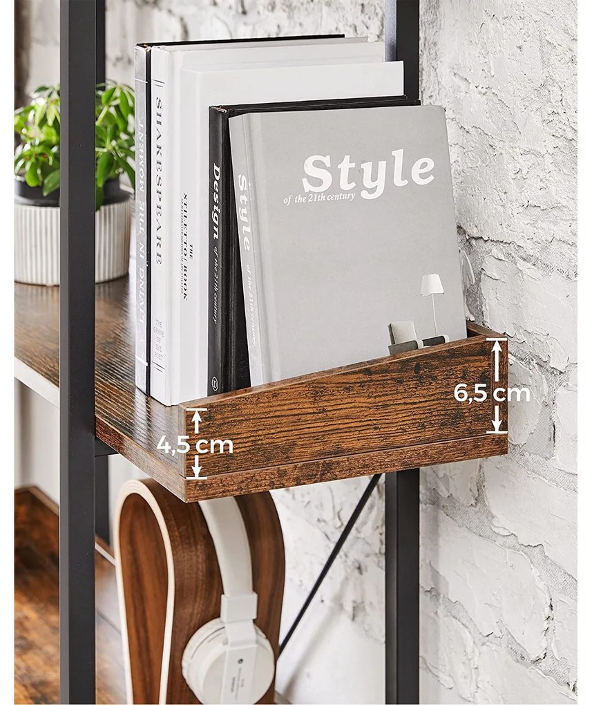 Estante com 5 níveis 100 x 28 x 178 cm Castanho Vintage-preto