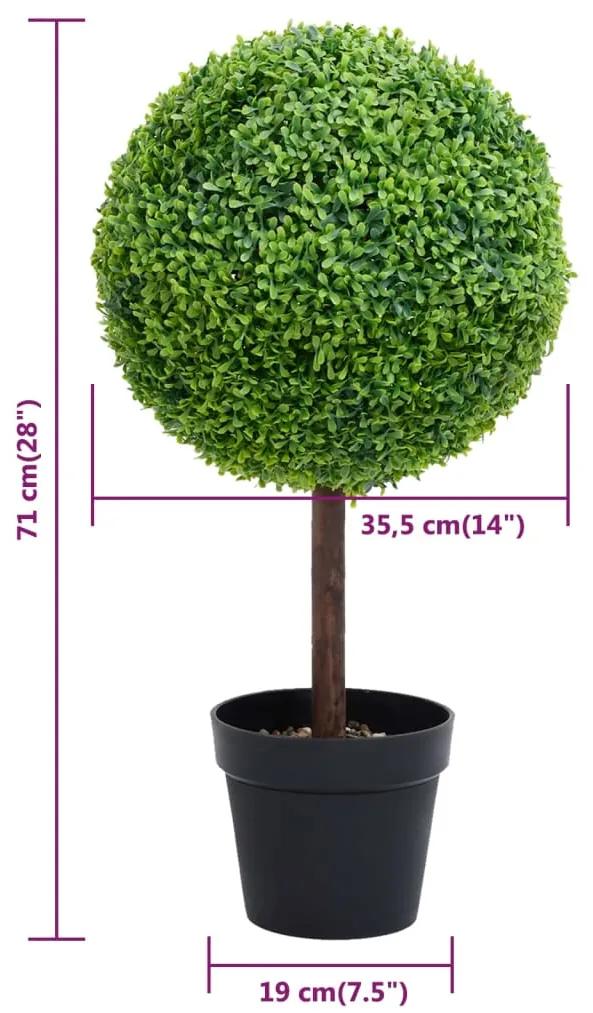 Planta artificial buxo em forma de esfera com vaso 71 cm verde