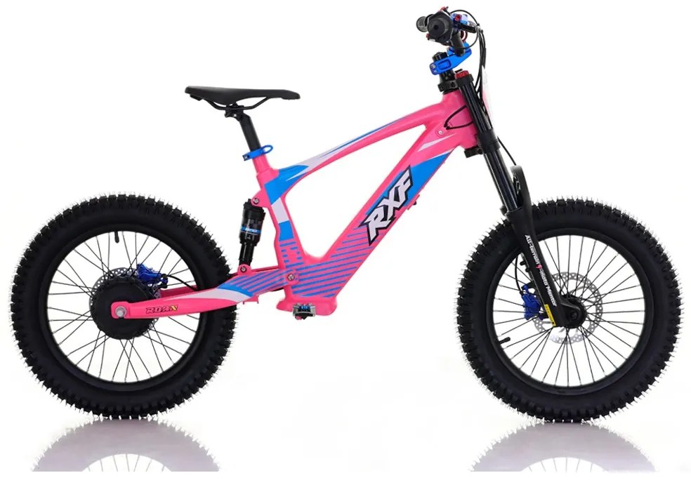 Bicicleta elétrica infantil 500W Roan RXF Evo Racing 18" Rosa