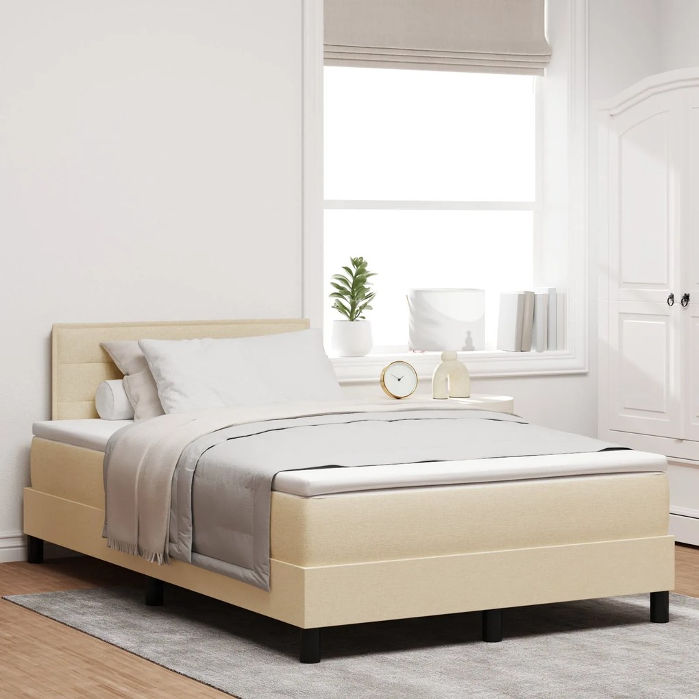 Cama Box Spring com Colchão Creme 120x200 cm Tecido