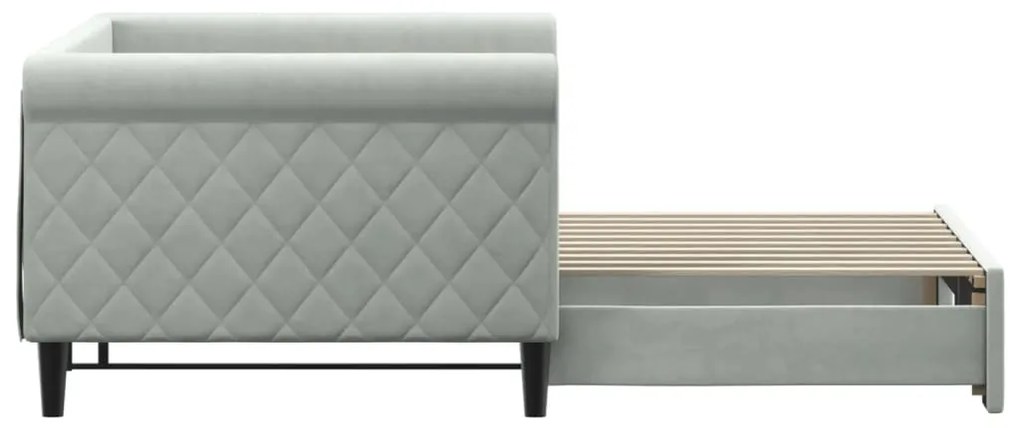 Sofá-cama com gavetão 90x190 cm veludo cinzento-claro