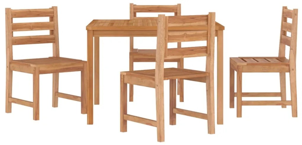 5 pcs conjunto de jantar p/ jardim madeira de teca maciça