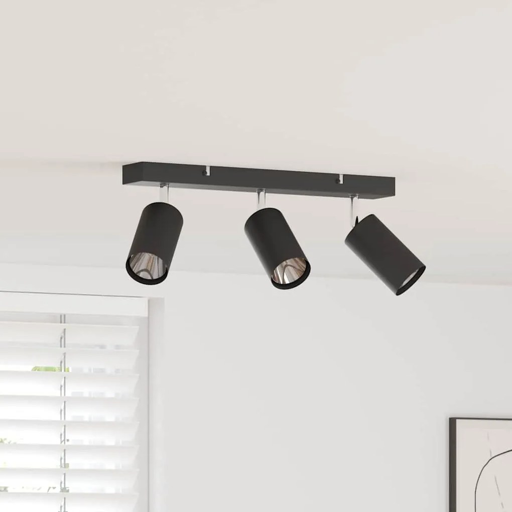 vidaXL Foco de teto Preto 38 x 5.5 x 16.5 cm Aço