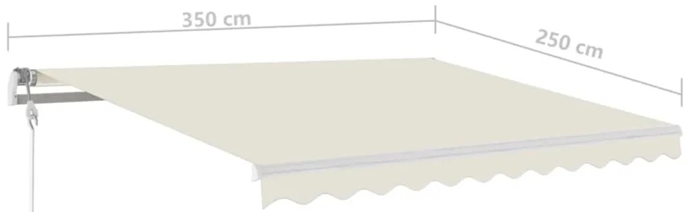 Toldo retrátil manual com LED 3,5x2,5 m cor creme