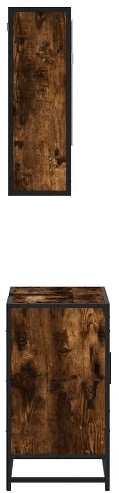 2 pcs conj. móveis casa de banho derivados madeira cor fumado