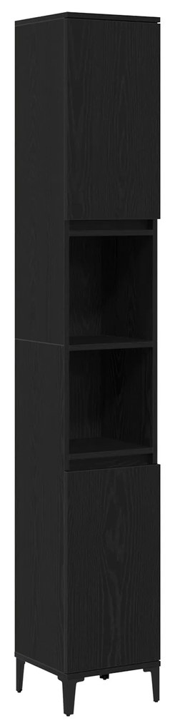 Conjunto de Móveis para Banheiro de 3 Peças Carvalho Preto Madeira