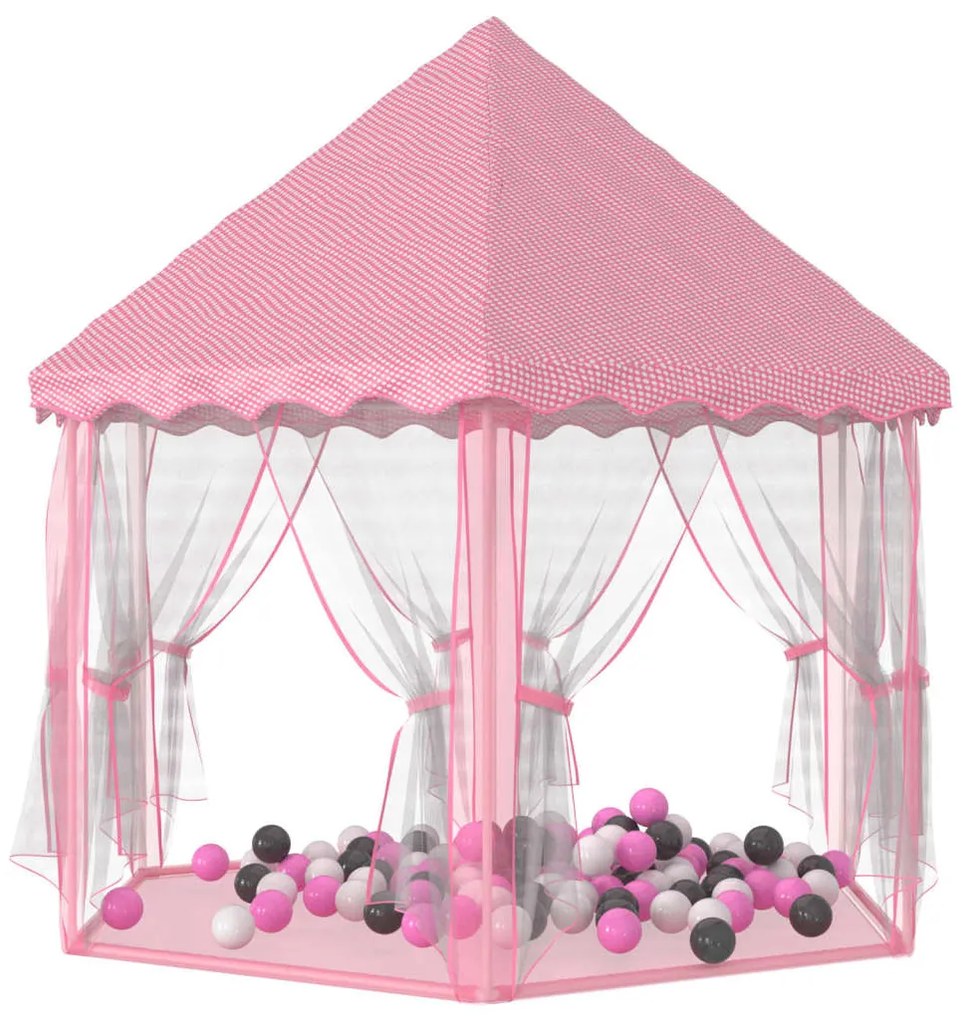 Tenda de brincar princesas c/ 250 bolas 133x140 cm rosa