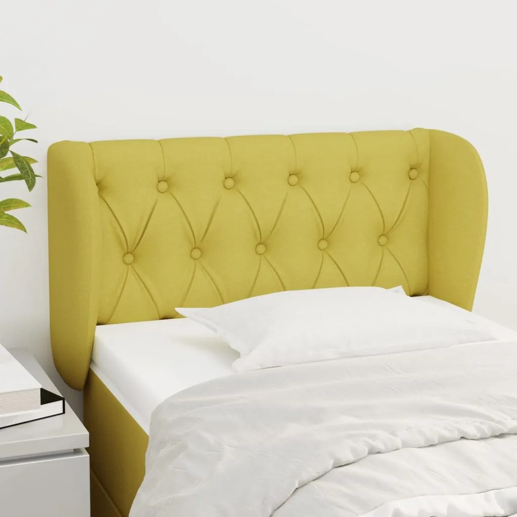 vidaXL Cabeceira de cama c/ abas tecido 83x23x78/88 cm verde