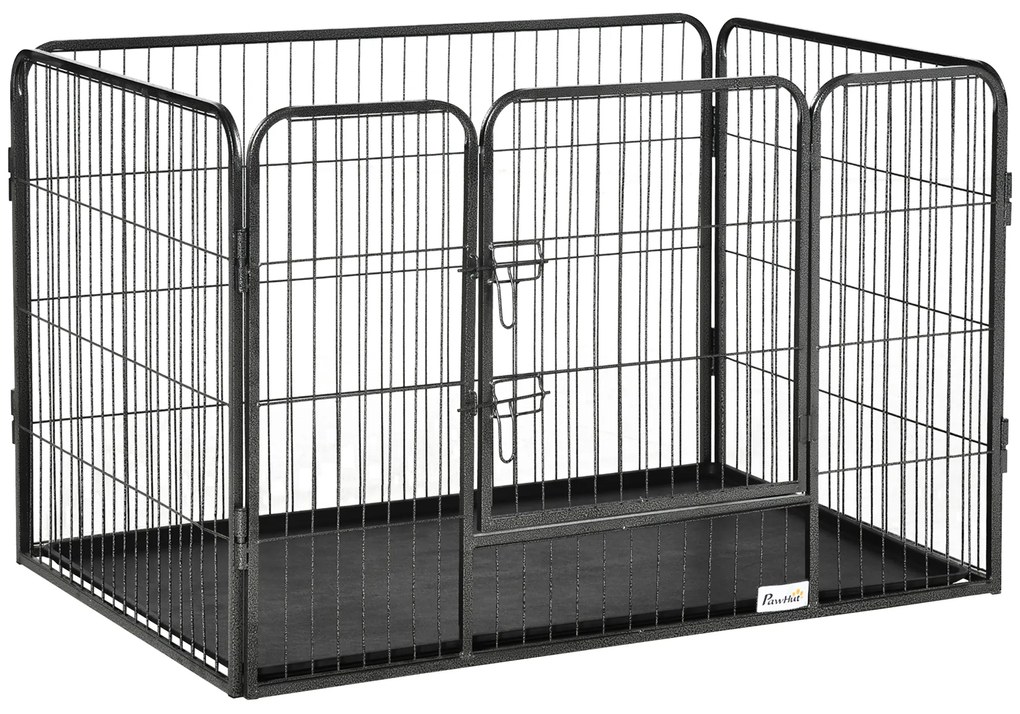 PawHut Parque para Cães 109x74x71cm Parque de jogos para Animais de Estimação Diversão para Animais com 4 Painéis de Aço Cinza | Aosom Portugal
